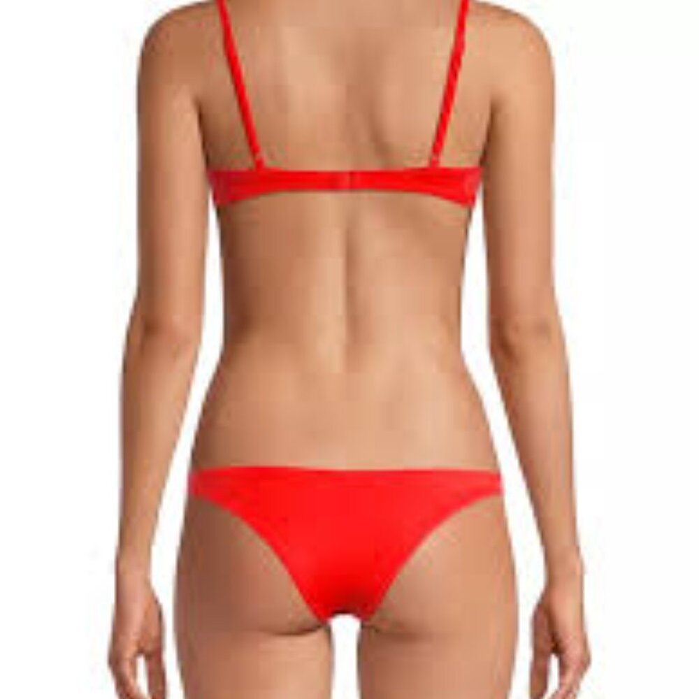 Solid & Striped Ribbed Bikini Set (Red, Small) - image 4